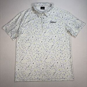 Titleist Golf Polo Men's M White Flag Stretch Performance Spellout logo